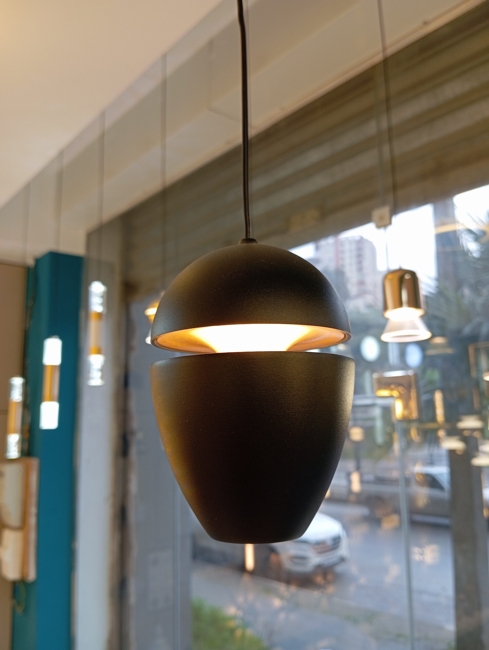 Applique Suspendu Ovale Noir Matt